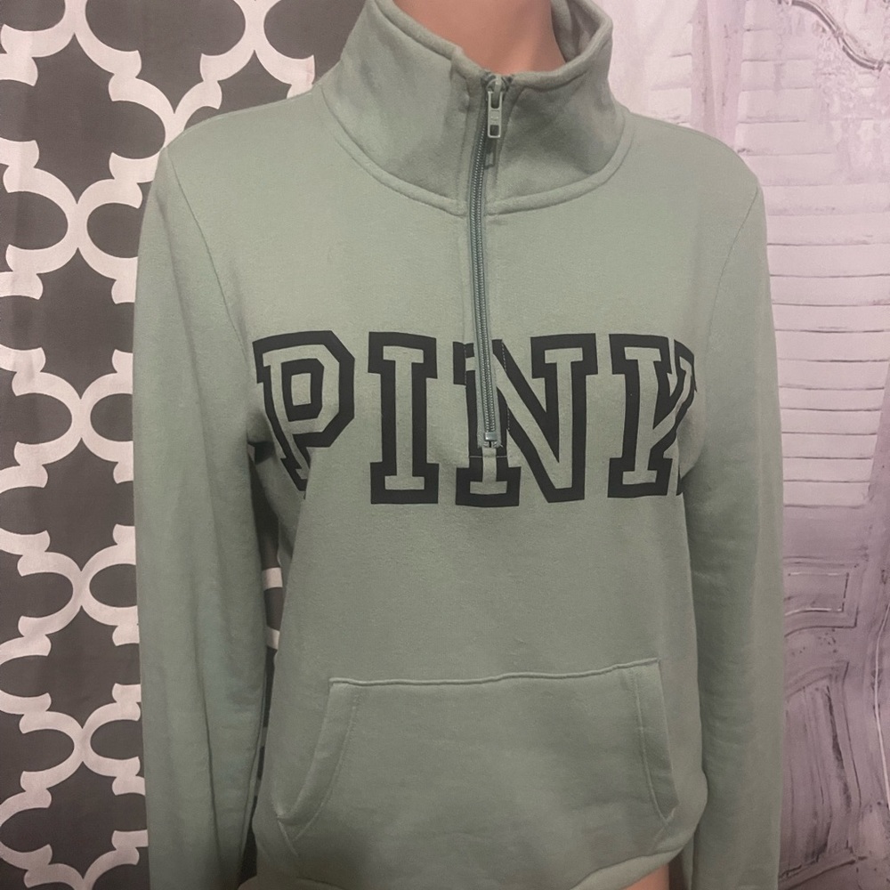 Light green half zip sweatshirt